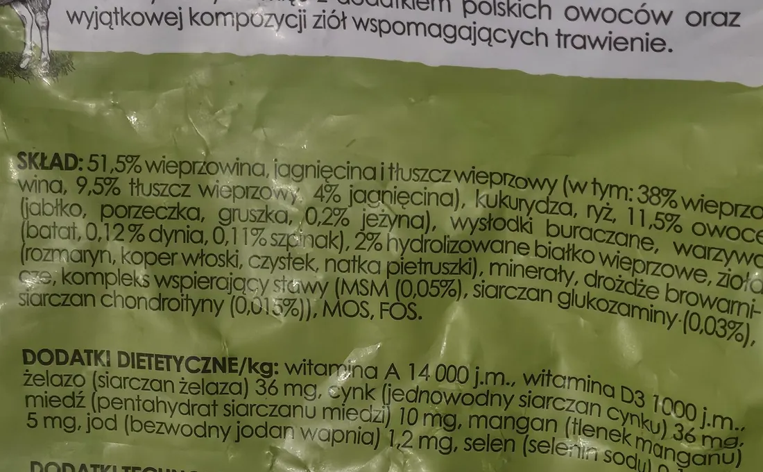 Skład karmy premium dla psów